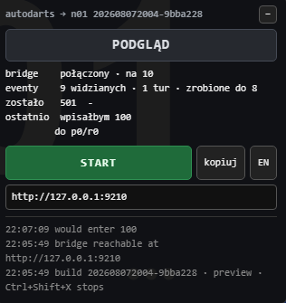 Panel po rzucie w trybie podglądu, z informacją co zostałoby wpisane